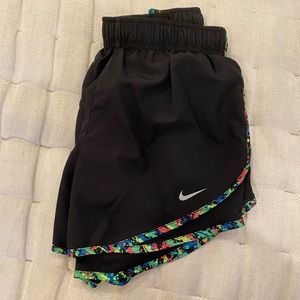 Nike Shorts. Black with paint splatter trim.